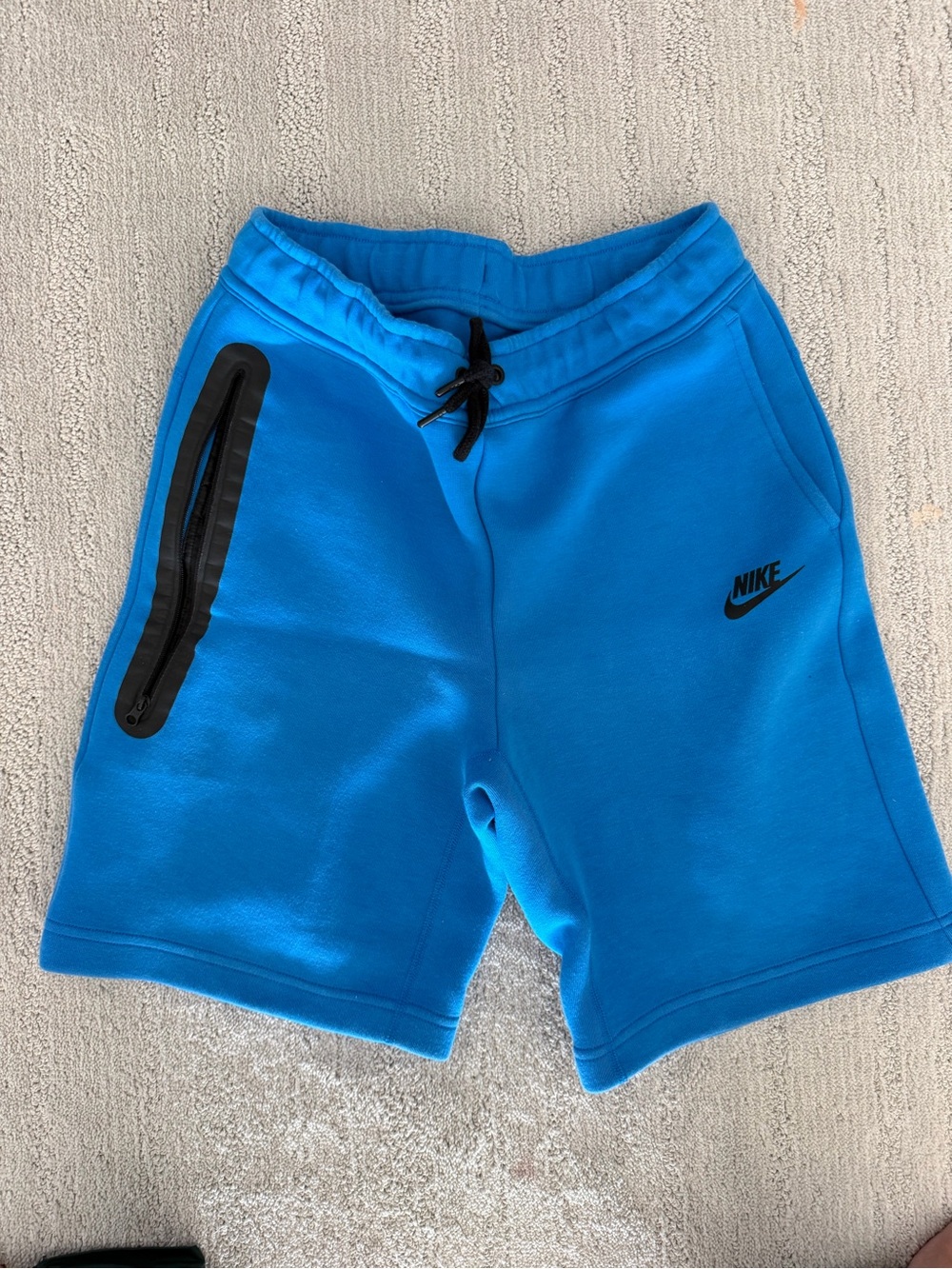 Youth boys Nike Tech Bright Blue Athletic Fleece Shorts with Black Accents